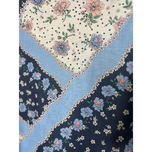 One World Womens Top 2X Short Sleeve Floral Cottage Boho Hippie Lightweight - Picture 3 of 8